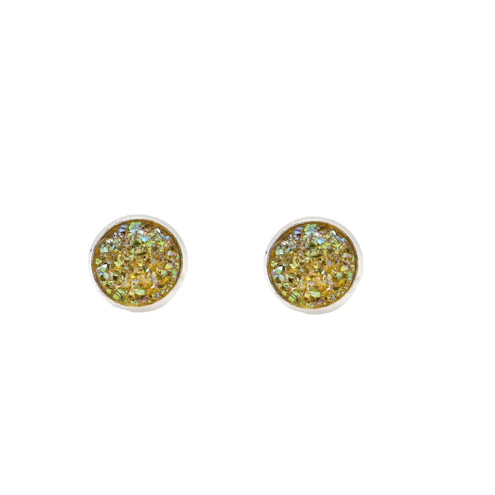 Yellow Mineral Crystal Stud Earrings